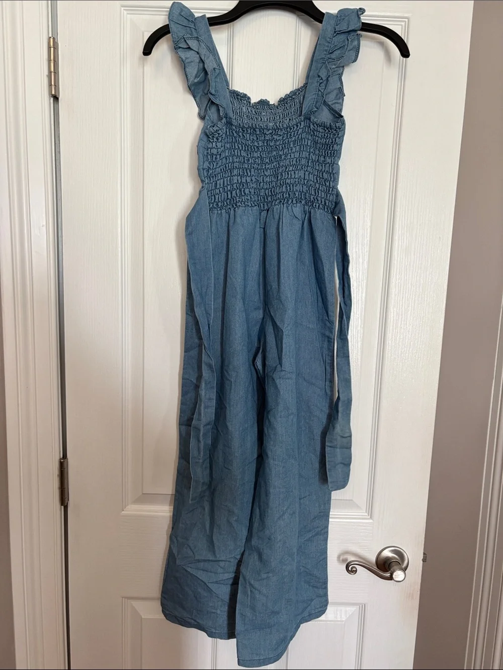 btween Light Blue Ruffle Strap Wide-Leg Jumpsuit